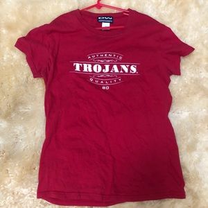 USC Trojans red and white college logo tee t-shirt